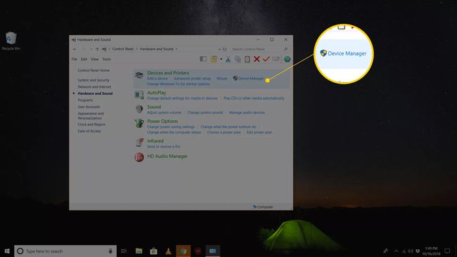 Laitehallinta Windows 10:n Laitteiston ja äänen ohjauspaneelissa