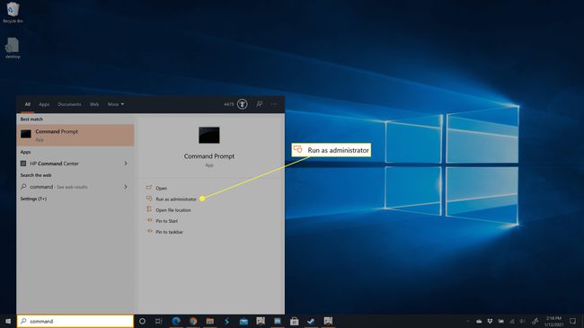 Etsi komentokehote Windows 10:n tehtäväpalkista.