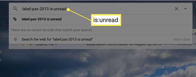 on: lukematon suodatin lukemattomien Gmail-viestien etsimiseen.