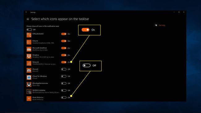 Ota käyttöön ja poista käytöstä Windows 10 -järjestelmäkuvakkeet.