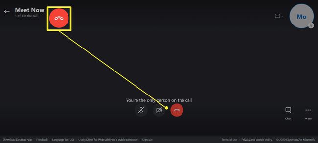 Lopeta Skype Meet Now -puhelu.