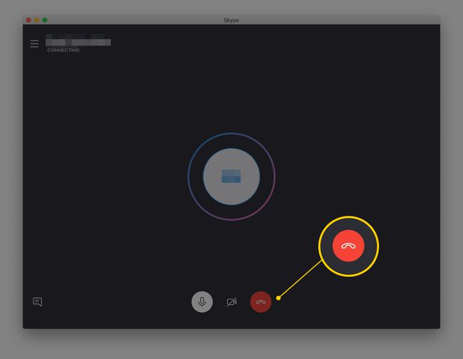 Punainen puhelimen puhelun katkaisupainike Skypessä MacOS:lle