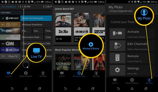 Pluto TV -älypuhelinsovellus – Live TV, elokuvat ja TV, My Pluto TV