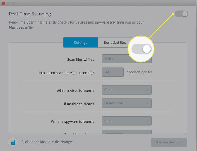McAfee Total Protection Reaaliaikaisen skannauksen asetukset macOS:ssä