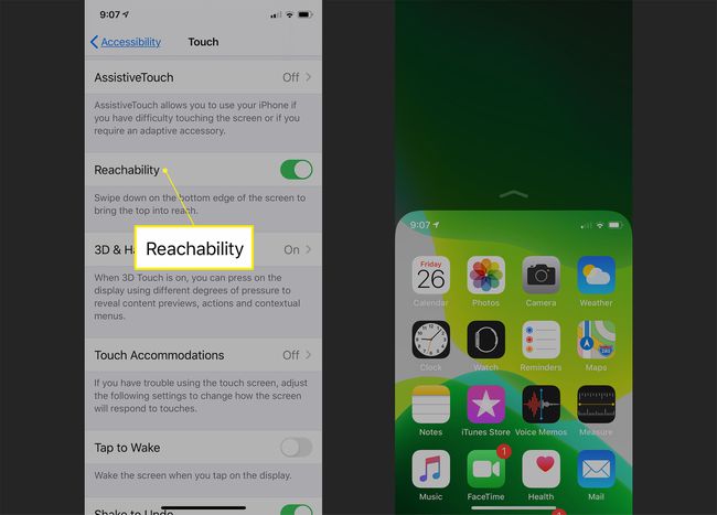 iPhonen kosketusasetukset, mukaan lukien tavoitettavuus