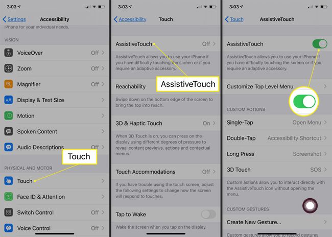 AssistiveTouch-vaihtoehto iOS 13:ssa