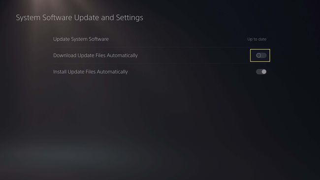Poista käytöstä Lataa päivitystiedostot, jotka määritetään automaattisesti PS5:ssä.