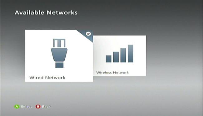 Langallisen verkon valinta Käytettävissä olevat verkot -näytössä Xbox 360:ssa