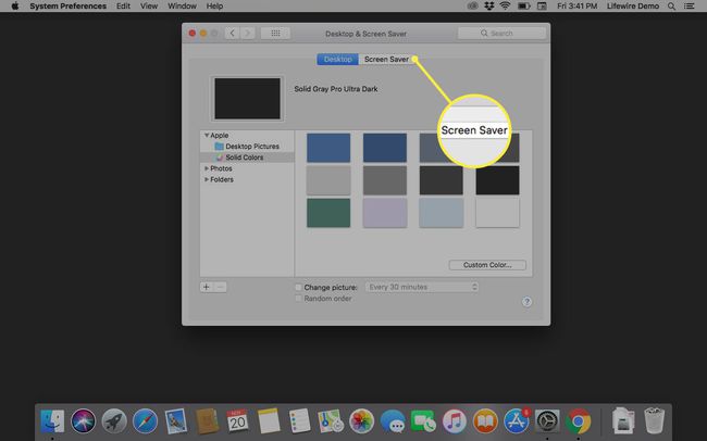 Valitse näytönsäästäjä macOS:ssä.