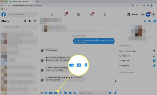 Dollarin merkki Facebook Messengerissä
