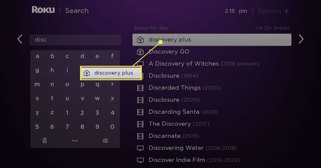 Discovery Plus Roku-hakutuloksissa