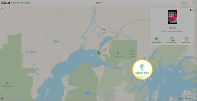 Tyhjennä iPad-painike Find My iPhone -kohdassa iCloud.comissa