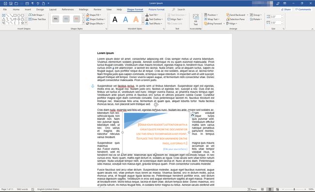 MS Word -dokumentti uudella tekstilaatikolla