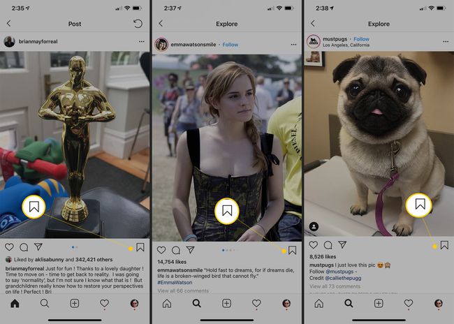 Tallenna kirjanmerkit kolmeen Instagram-julkaisuun