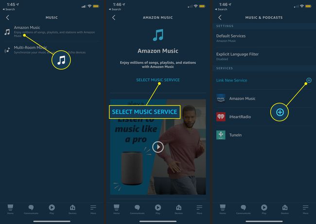 Linkitä musiikkipalvelu iOS:n Alexa-sovelluksessa