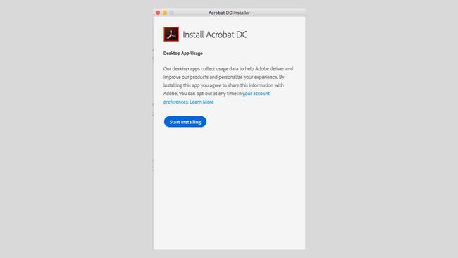 Kuvakaappaus Acrobat DC Installerista.