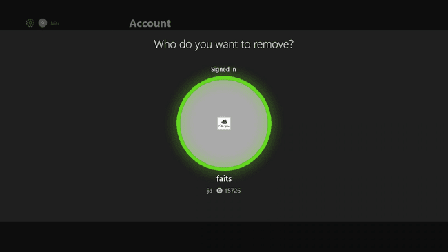 Kuvakaappaus profiilin poistonäytöstä Xbox Onessa.