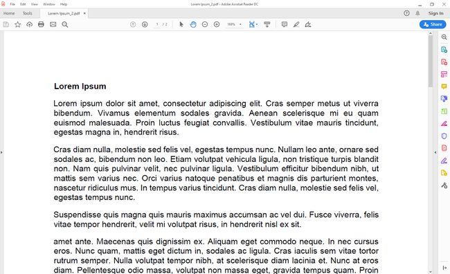 Adobe Acrobat Reader, jossa uusi PDF on auki