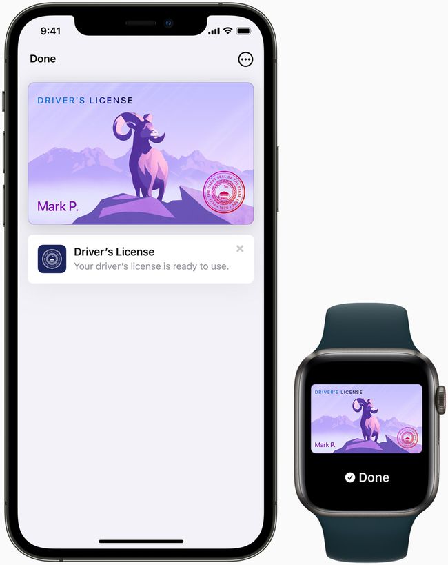 Apple Wallet State ID -ominaisuus iPhonessa ja Apple Watchissa.