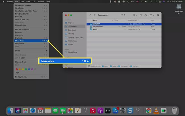 Luo alias macOS:n Tiedosto-valikosta