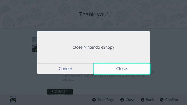 Sulje valittuna Nintendo eShopissa.