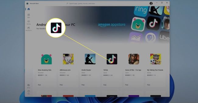 TikTok-sovelluskuvake Microsoft Storessa.
