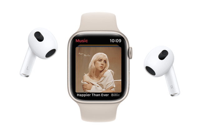 Apple Watch ja Apple Music AirPod-parin välissä
