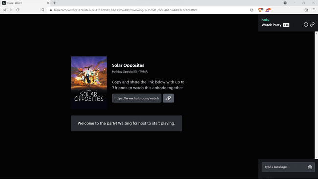 Hulu Watch Partyn alkamista odotellessa.
