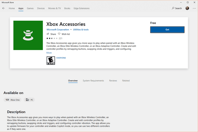 Kuvakaappaus Xbox Accessories -sovelluksesta Microsoft Storessa.