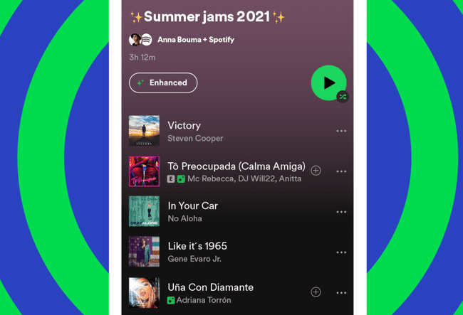 Spotifyn uusi Enhance-ominaisuus sellaisena kuin se näkyy mobiilisovelluksessa