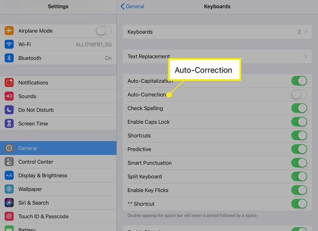 Poista automaattinen korjaus käytöstä iPadissa