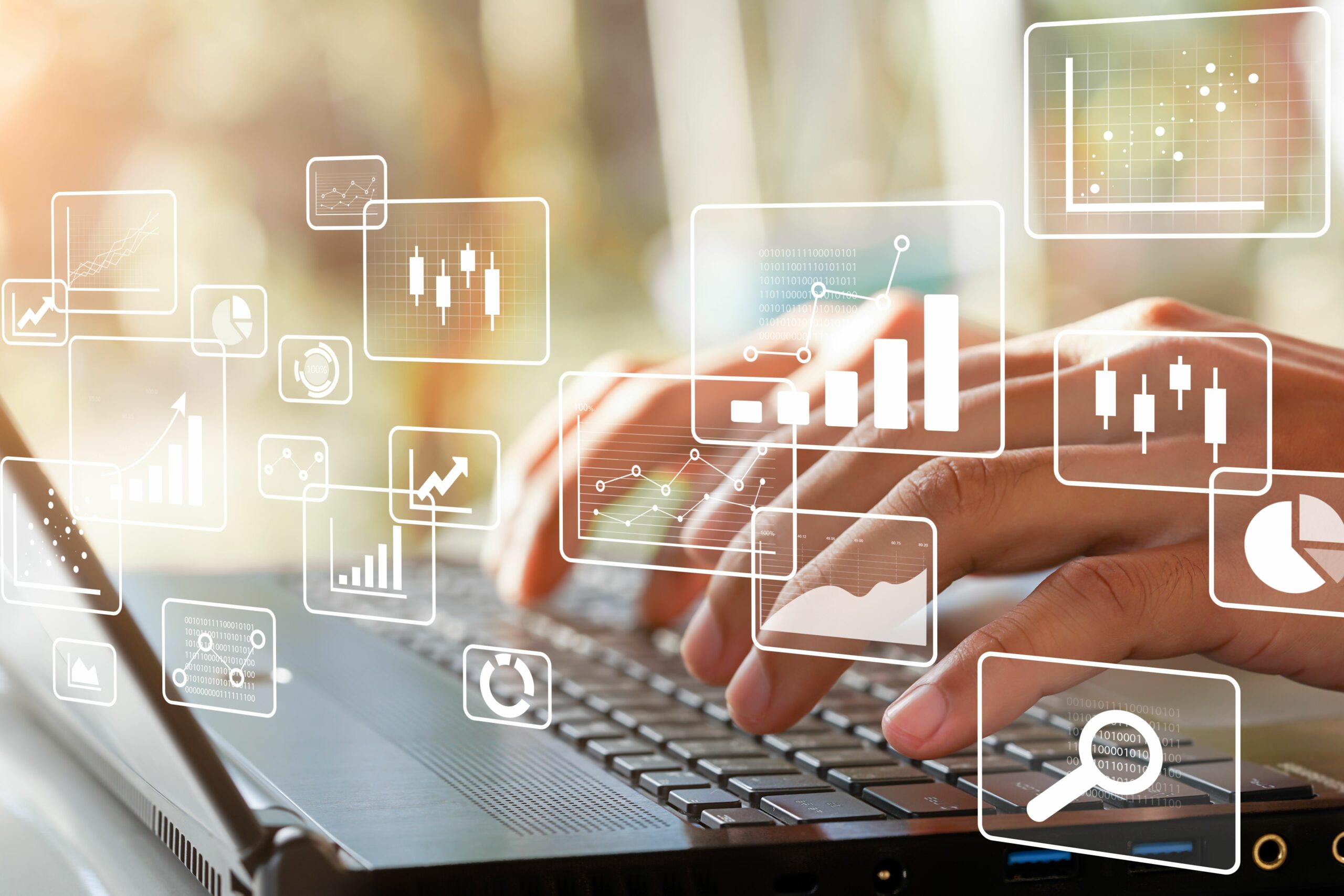 business intelligence concept big data analytics chart and graph icons and female hands typing on laptop 937862316 5ab96cf8eb97de00361c396a scaled