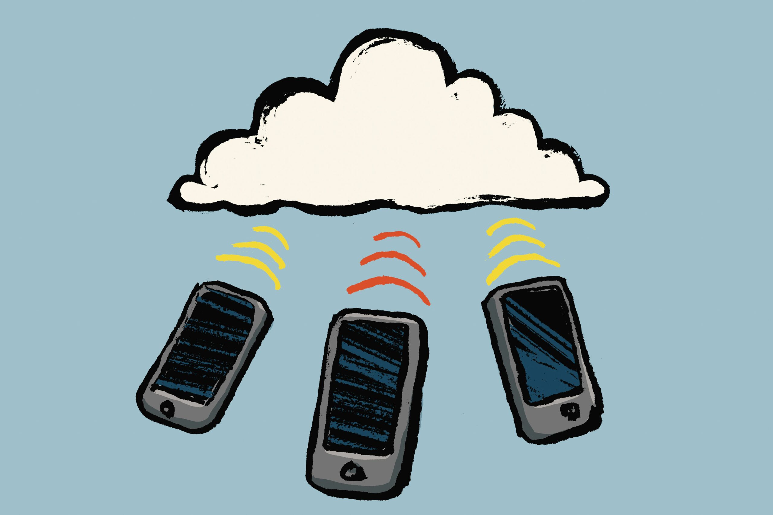 illustration of smart phones and cloud against blue background 594832411 5af5f86f6bf0690036a7969e scaled