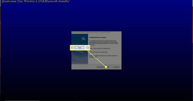 Valmis-painike päättääksesi ohjaimen asennuksen ja käynnistääksesi tietokoneen uudelleen. 