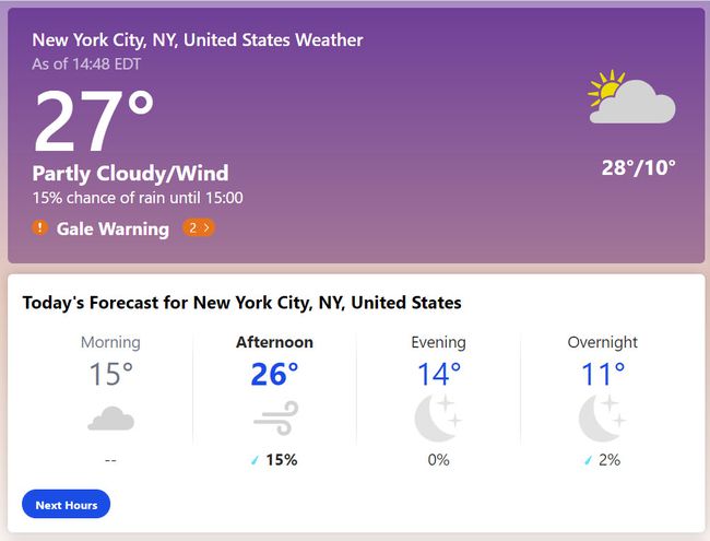 Weather Channel ja sää New Yorkissa