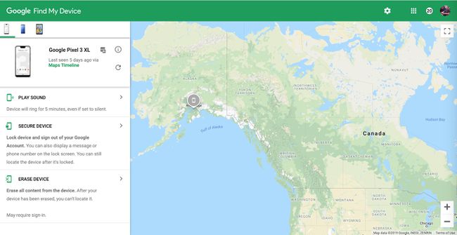 Google Find My Device -sivusto