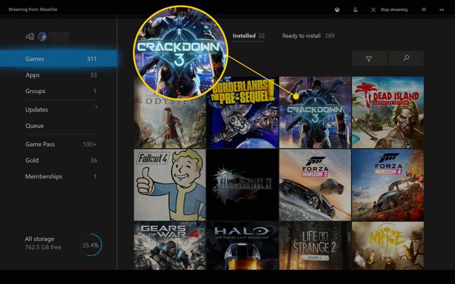 Xbox One My -pelit ja -sovellukset, joihin on merkitty peli (Crackdown 3).