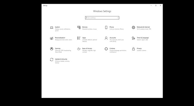 Näytä Windowsin asetuspaneeli Windows 10:ssä.