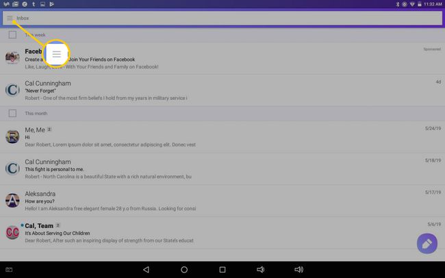 Yahoo Mail -mobiilisovelluksen valikkokuvake
