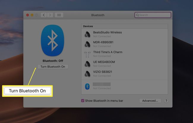 Ota Bluetooth-painike käyttöön macOS-asetuksissa