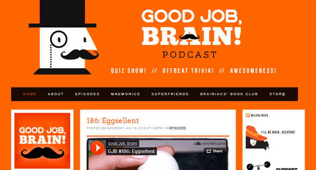 Kuvakaappaus Good Job Brain -podcast-verkkosivustolta.