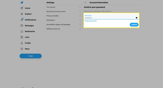 Kirjoita Twitter-salasanasi ja valitse Vahvista.