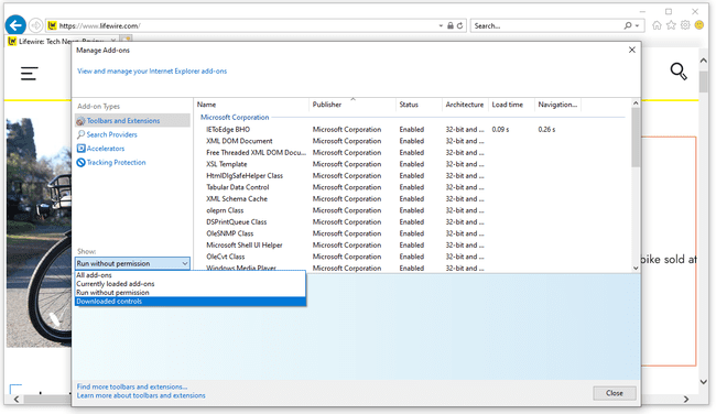 Hallitse lisäosien näyttöä Internet Explorer 11:ssä