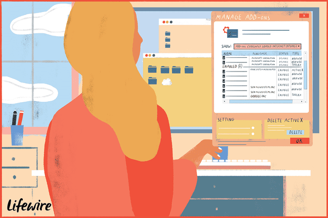 Henkilö, joka poistaa Active X -ohjaimet tietokoneelta