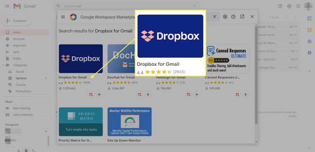 Gmail-käyttäjä etsii Dropbox-lisäosaa