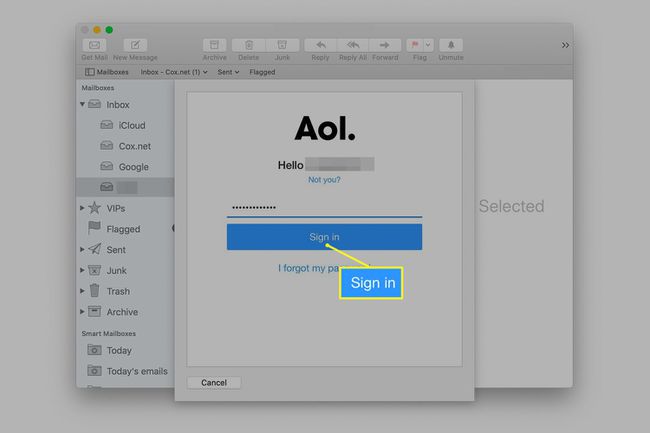 AOL-salasananäyttö Mac Mailissa