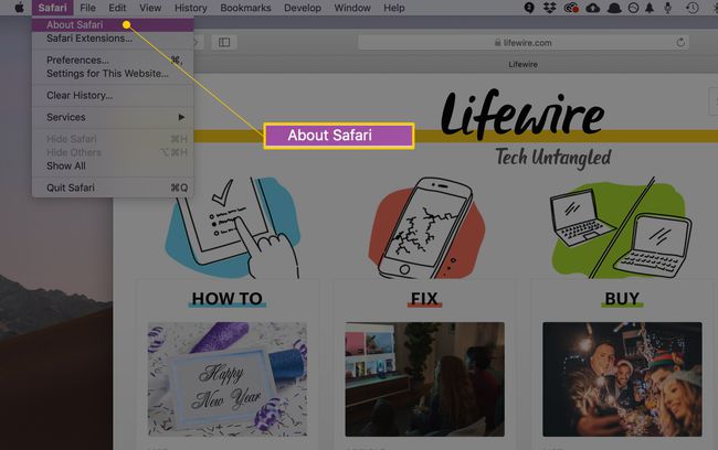 Tietoja macOS:n Safari-valikosta
