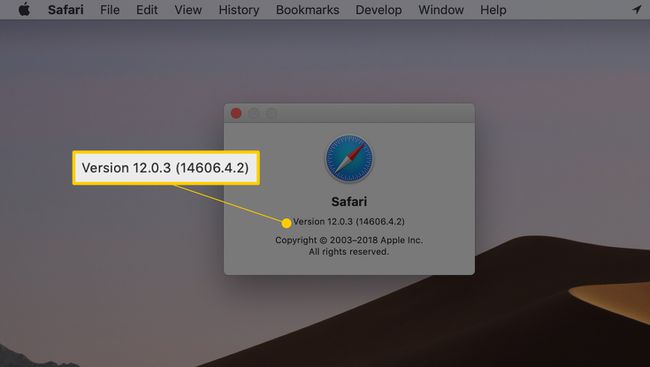 Safari version 12.0.3 ikkuna macOS:ssä