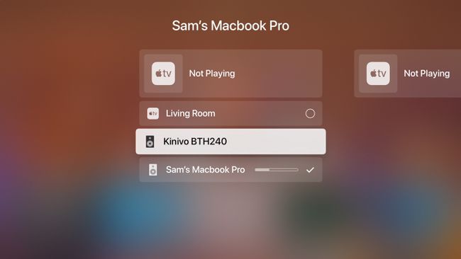 Kuvakaappaus Apple TV:n äänilähtönäytöstä