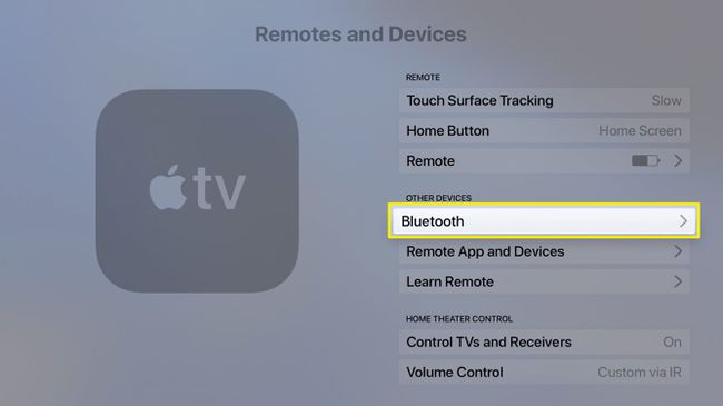 Kuvakaappaus Apple TV:n kaukosäätimet ja laitteet -näytöstä